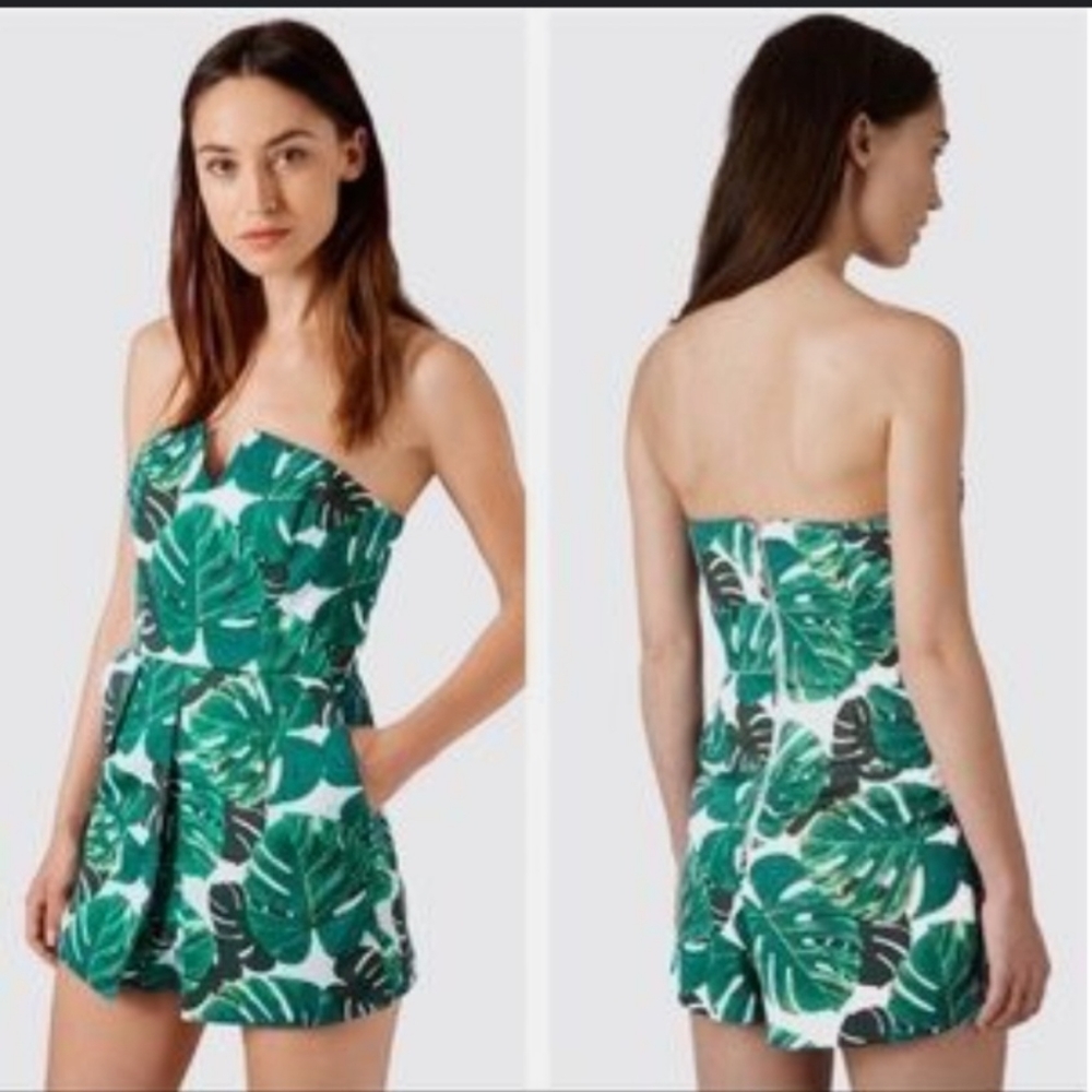 Topshop Palm Monstera Notched Neck Romper Size 2